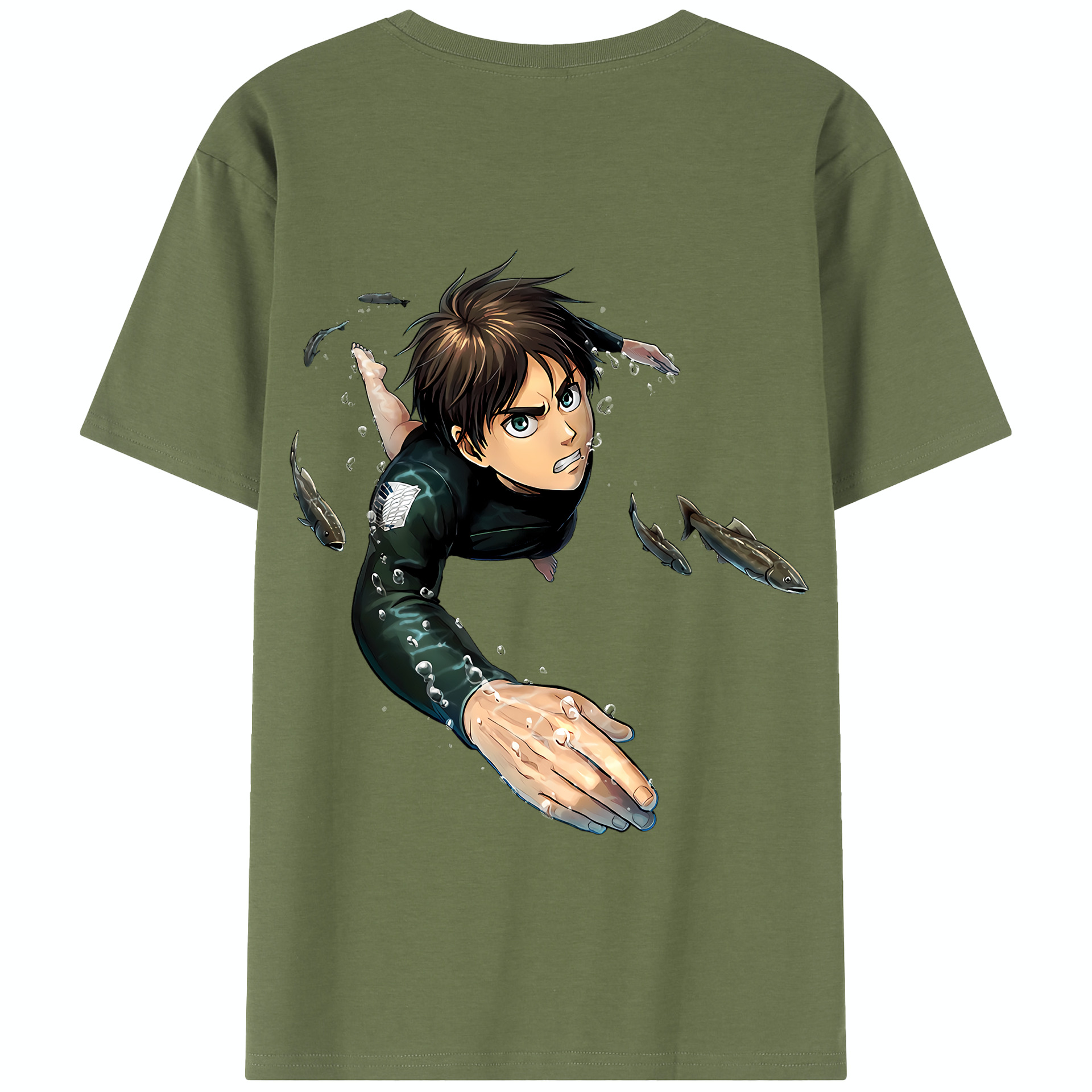 （画像用） 進撃の巨人 エレン･イェーガー Attack on Titan Eren Jäger 綿100％半袖Tシャツ（背面プリント）
